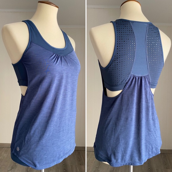 Athleta Tops - ATHLETA Tank Bra Workout Top Blue Black Dot S